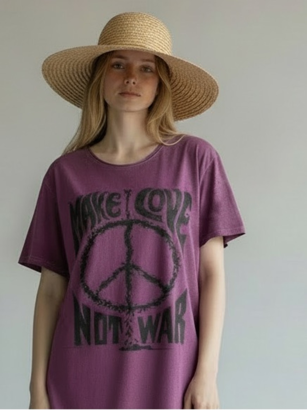 JADED GYPSY MAKE LOVE NOT WAR OVER DYED T-SHIRT